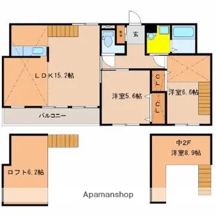 レスペランス船塚【402号室】の間取り