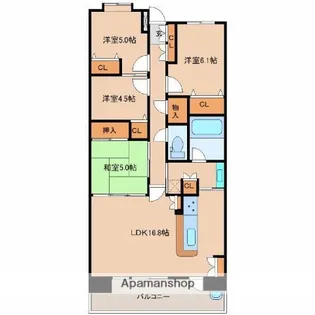 フローレンス橘公園グランドアーク【6階】の間取り