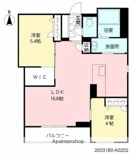 グランベレオ大橋【202号室】の間取り