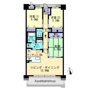 アルファステイツ花殿【603号室】の間取り