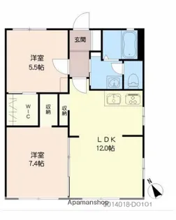 オオノニューコーポD【101号室】の間取り