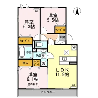 ラヴィーダ B棟【1階】の間取り