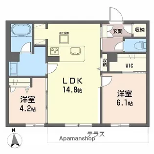 シャーメゾン江平 WEST【106号室】の間取り