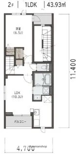 マリベール ラ メール【203号室】の間取り