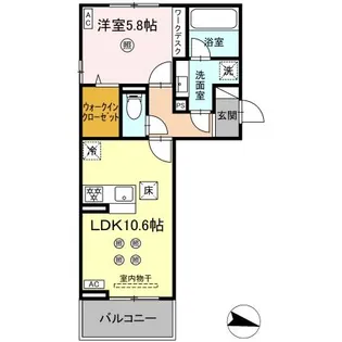 DーRESENA大橋I【1階】の間取り