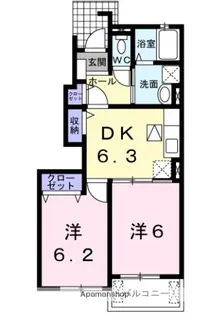 メゾンプロムナードグラースA棟【102号室】の間取り