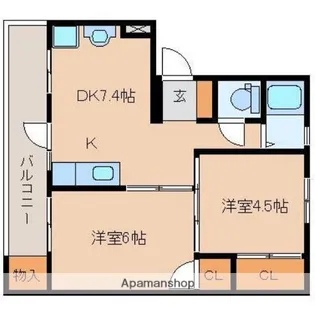 2DKの間取り画像