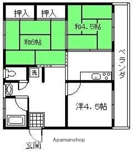 コーポラス湯地【B102号室】の間取り