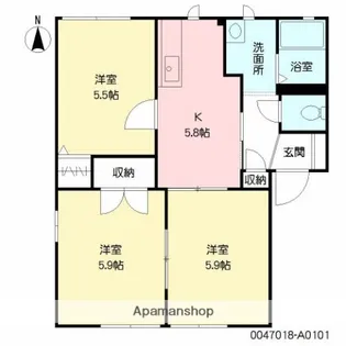 ウエストヒルズ光陽台【1階】の間取り
