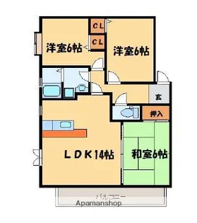 クリスタルヒルズ弐番館【102号室】の間取り