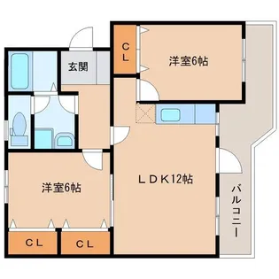 押川コーポ【202号室】の間取り