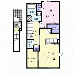 ケースリー Ⅰ【201号室】の間取り