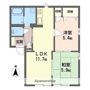 サンコート花山手B【102号室】の間取り