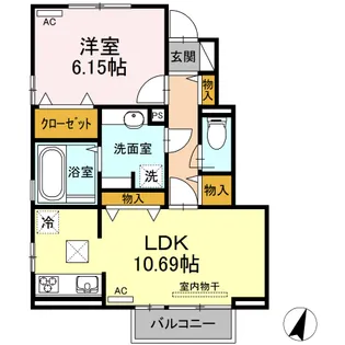 ハピネスアイワ【105号室】の間取り