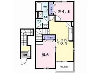 ヴィラ ルミエールB【2階】の間取り