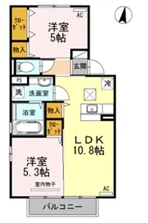 ブライトコート花繰 B棟【1階】の間取り