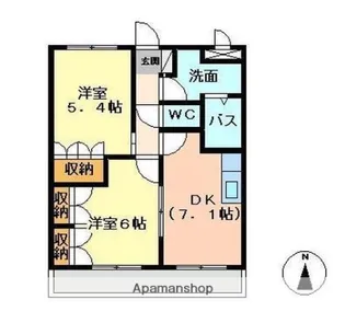 パークサイド祝吉1番館【1階】の間取り