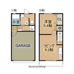 ガレージハウス立野【3号室】の間取り