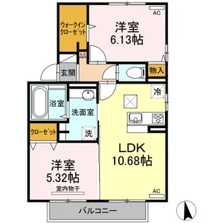 セジュール ヨネザワ A棟【1階】の間取り
