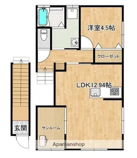 TIEDE(ティエード)川東B棟【202号室】の間取り