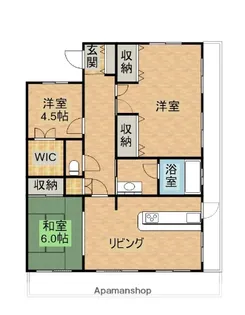 エイルヴィラクレストリバー鶴島【412号室】の間取り