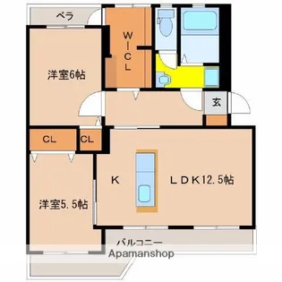 デタント新城【405号室】の間取り