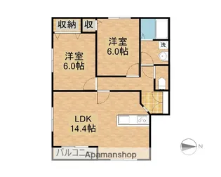 エムシーメゾン赤江【102号号室】の間取り