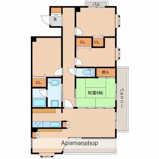 グランドパレス瀬頭【6階】の間取り