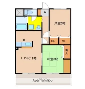 ヴィラージュMⅡ【402号室】の間取り