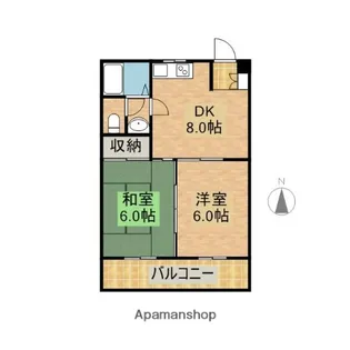 サンライズ矢野Ⅱ【202号室】の間取り