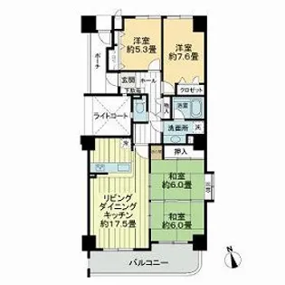 サーパス中央公園【4階】の間取り