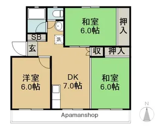崎原第1マンション【1階】の間取り