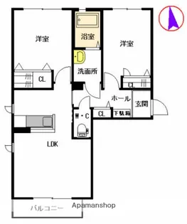 メゾン花咲弐番館【203号室】の間取り