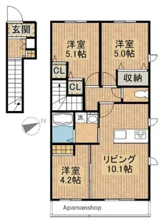 ボヌールエステート【205号室】の間取り