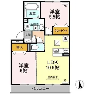 ウエスト ヴィレッジⅡ B棟【1階】の間取り