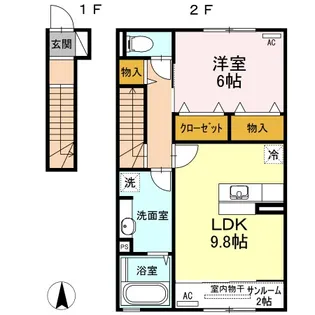グランド シャイン B棟【2階】の間取り