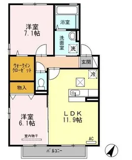 カーサ レガーレ D棟【1階】の間取り