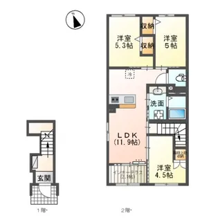 宮崎市本郷北方 アパート【2階】の間取り