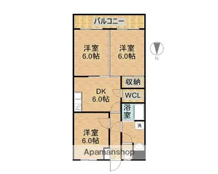 サンライズ新名爪【A302号室】の間取り