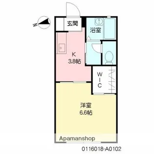 バリュージュ月見ヶ丘【102号室】の間取り