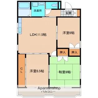 城ヶ崎ファミリーハイツ【101号室】の間取り
