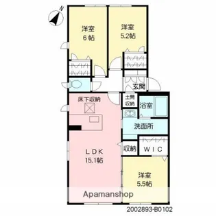 アルフラットテラスB棟【102号室】の間取り