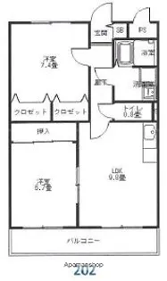 リージングマンション C【202号室】の間取り