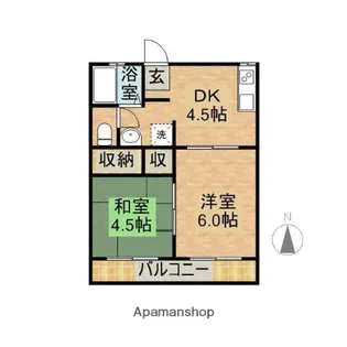 フローラル木花台4棟【105号号室】の間取り