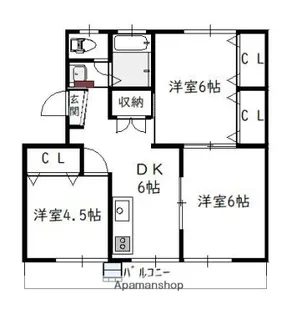 横山マンション【401号室】の間取り