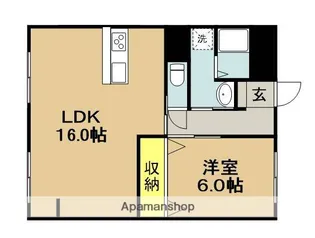 雁ヶ音コーポ【4階】の間取り