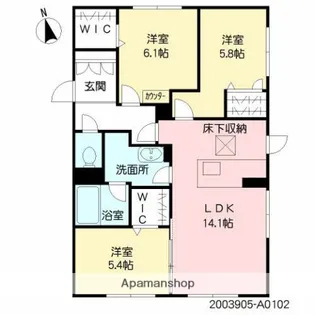 ベルセゾン【102号室】の間取り