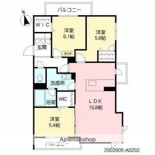 ベルセゾン【202号室】の間取り