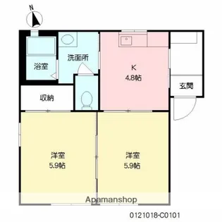 サン・リバーサイドC棟【101号室】の間取り