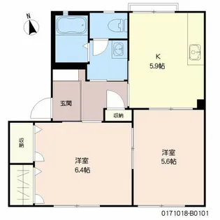 メゾン フリージア B棟【1階】の間取り